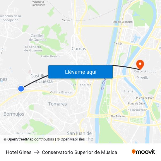 Hotel Gines to Conservatorio Superior de Música map