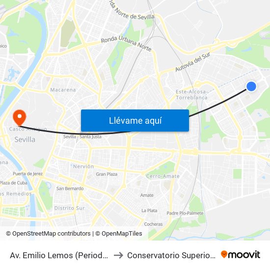 Av. Emilio Lemos (Period. E. Chinarro) to Conservatorio Superior de Música map