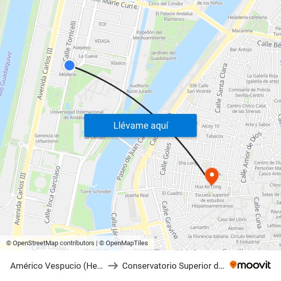 Américo Vespucio (Helipuerto) to Conservatorio Superior de Música map