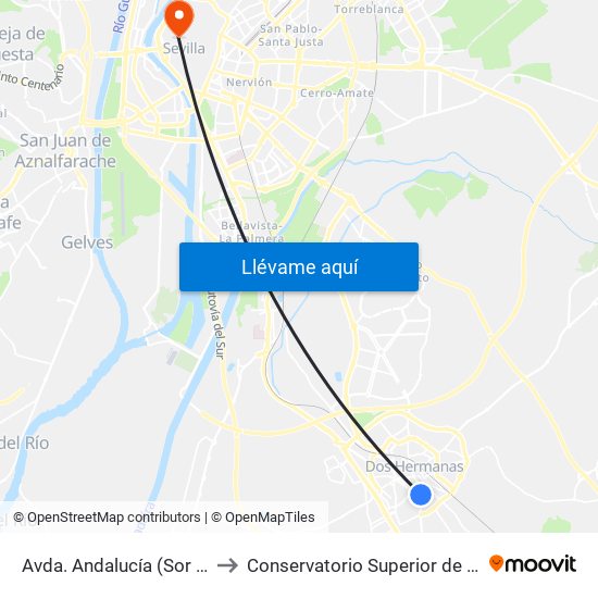 Avda. Andalucía (Sor Sofía) to Conservatorio Superior de Música map