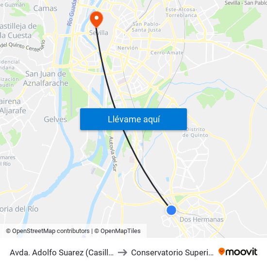 Avda. Adolfo Suarez (Casilla de Los Pinos) to Conservatorio Superior de Música map