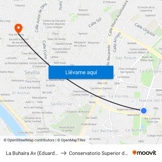 La Buhaira  Av (Eduardo Dato) to Conservatorio Superior de Música map