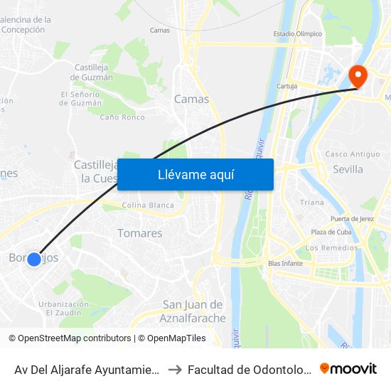 Av Del Aljarafe Ayuntamiento to Facultad de Odontología map