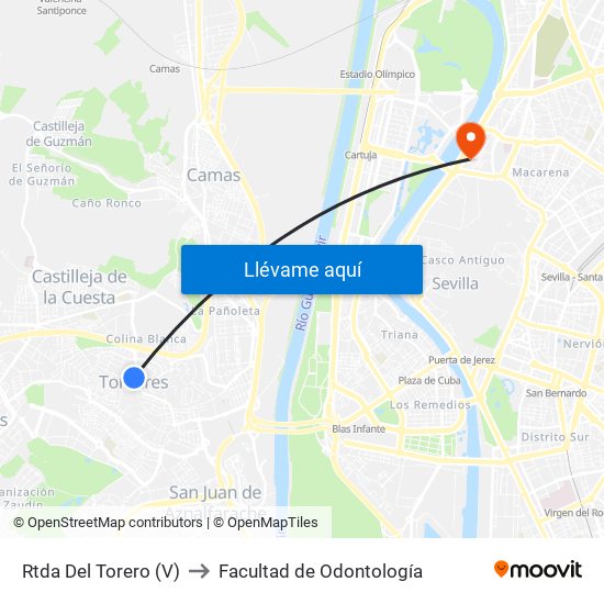 Rtda Del Torero (V) to Facultad de Odontología map