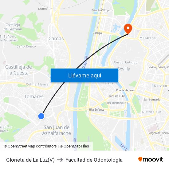 Glorieta de La Luz(V) to Facultad de Odontología map