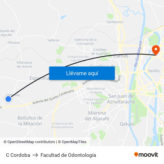 C Cordoba to Facultad de Odontología map