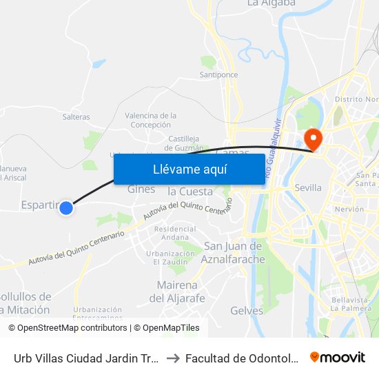 Urb Villas Ciudad Jardin Triana to Facultad de Odontología map