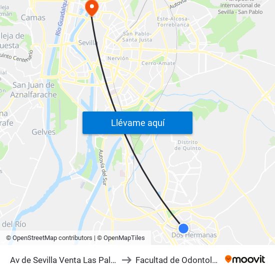 Av de Sevilla Venta Las Palmas to Facultad de Odontología map