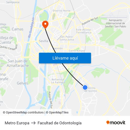 Metro Europa to Facultad de Odontología map