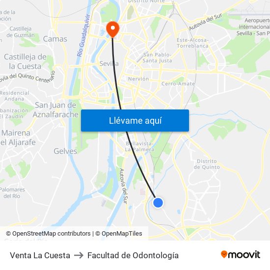 Venta La Cuesta to Facultad de Odontología map