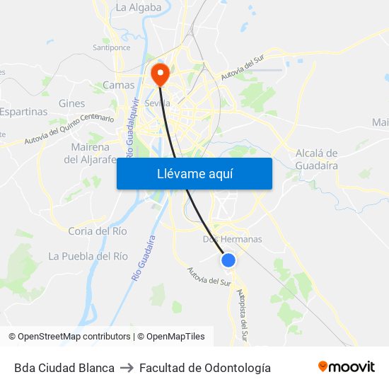 Bda Ciudad Blanca to Facultad de Odontología map