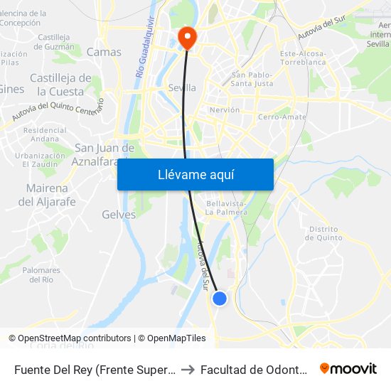 Fuente Del Rey (Frente Super Cash) to Facultad de Odontología map