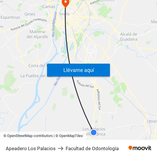 Apeadero Los Palacios to Facultad de Odontología map