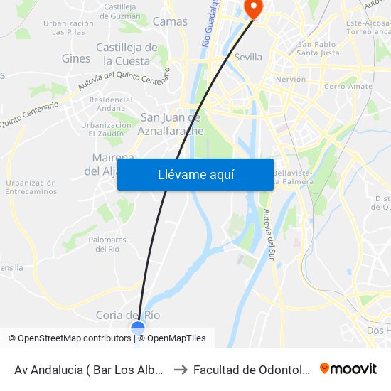 Av Andalucia ( Bar Los Albures) to Facultad de Odontología map