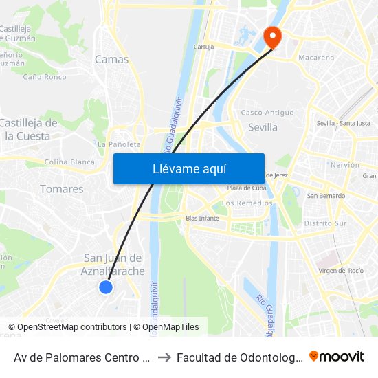 Av de Palomares Centro (I) to Facultad de Odontología map