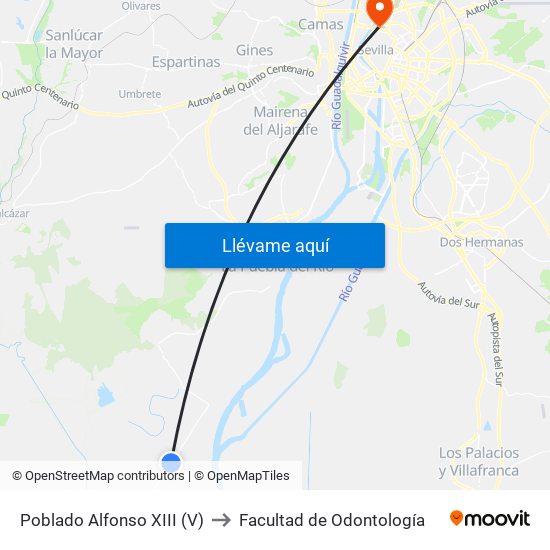Poblado Alfonso XIII (V) to Facultad de Odontología map