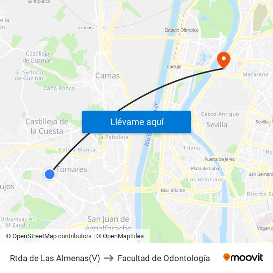 Rtda de Las Almenas(V) to Facultad de Odontología map