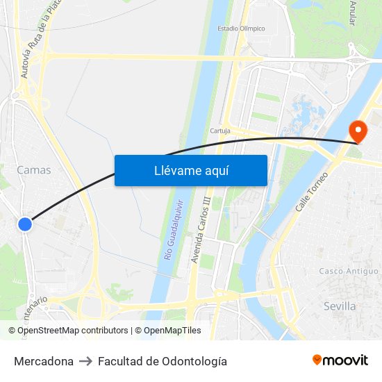 Mercadona to Facultad de Odontología map