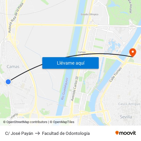 C/ José Payán to Facultad de Odontología map