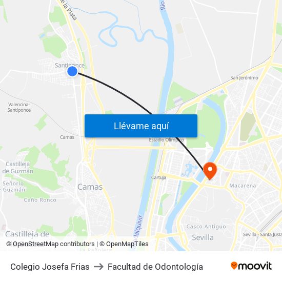 Colegio Josefa Frias to Facultad de Odontología map