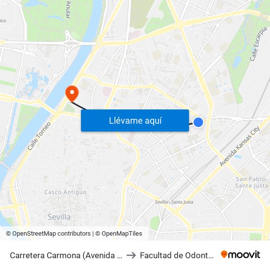 Carretera Carmona (Avenida Llanes) to Facultad de Odontología map