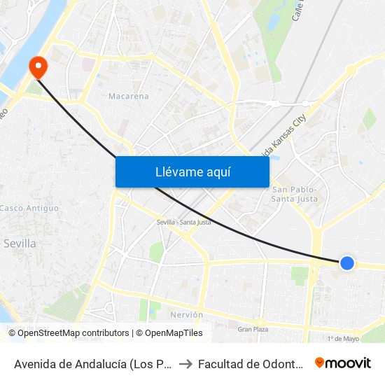 Avenida de Andalucía (Los Pájaros) to Facultad de Odontología map