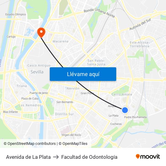 Avenida de La Plata to Facultad de Odontología map