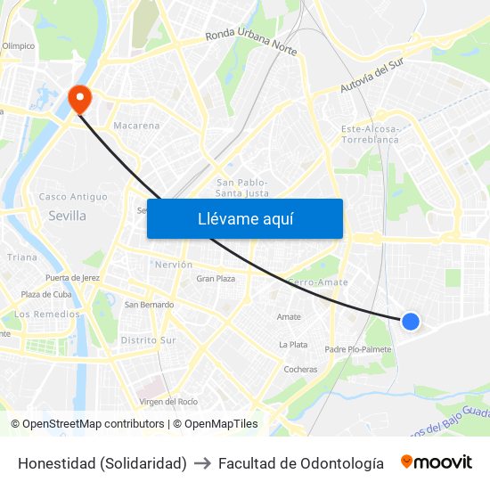 Honestidad (Solidaridad) to Facultad de Odontología map