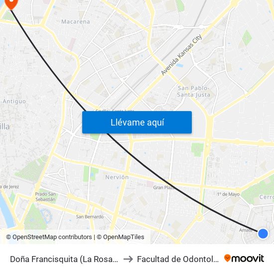 Doña Francisquita (La Rosaleda) to Facultad de Odontología map