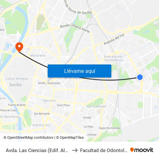 Avda. Las Ciencias (Edif. Albéniz) to Facultad de Odontología map