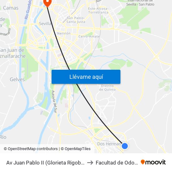 Av Juan Pablo II (Glorieta Rigoberta Menchú ) to Facultad de Odontología map