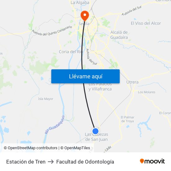 Estación de Tren to Facultad de Odontología map
