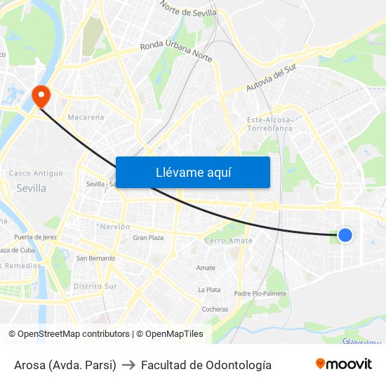 Arosa (Avda. Parsi) to Facultad de Odontología map