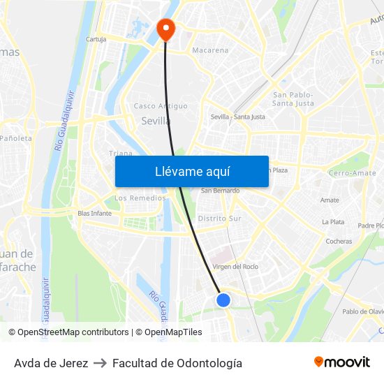 Avda de Jerez to Facultad de Odontología map