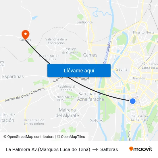 La Palmera Av.(Marques Luca de Tena) to Salteras map