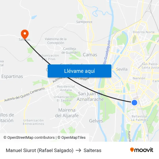 Manuel Siurot (Rafael Salgado) to Salteras map