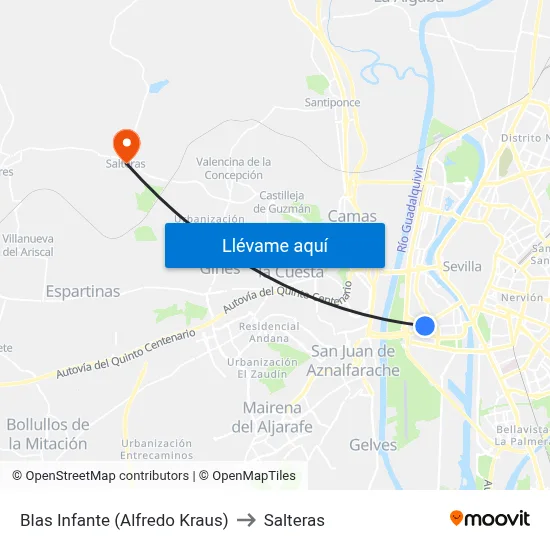 Blas Infante (Alfredo Kraus) to Salteras map