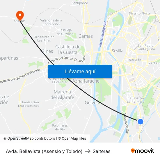 Avda. Bellavista (Asensio y Toledo) to Salteras map