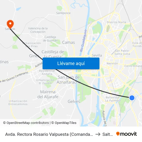 Avda. Rectora Rosario Valpuesta (Comandancia Guardia Civil) to Salteras map