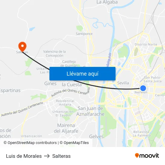 Luis de Morales to Salteras map