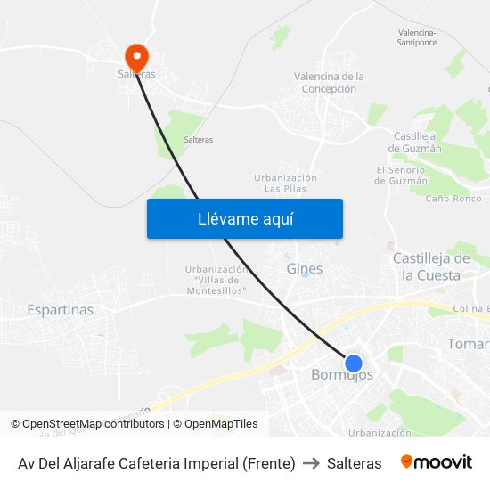 Av Del Aljarafe Cafeteria Imperial (Frente) to Salteras map
