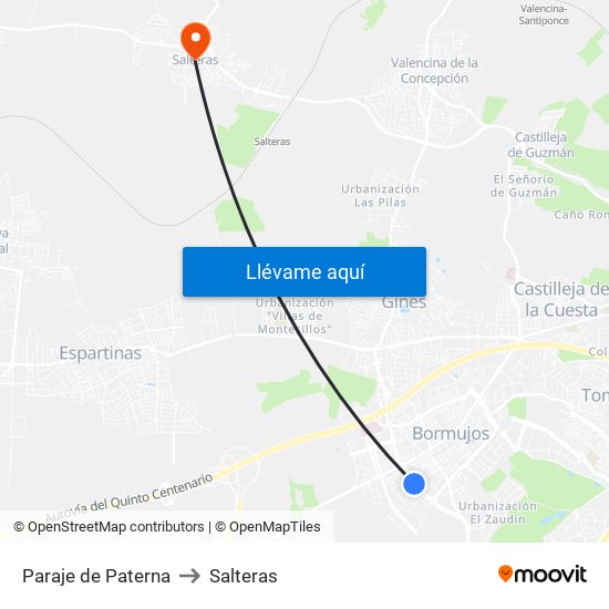 Paraje de Paterna to Salteras map