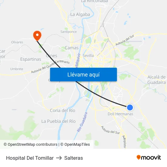 Hospital Del Tomillar to Salteras map