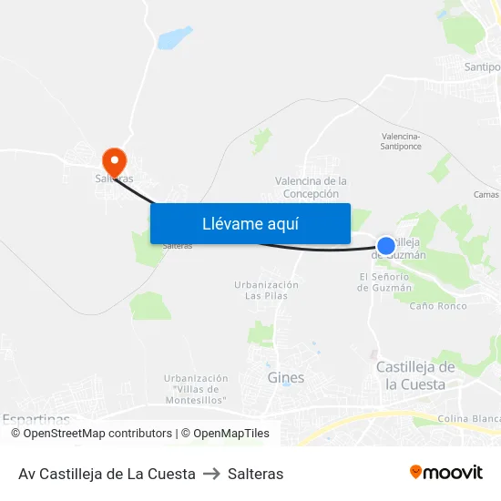 Av Castilleja de La Cuesta to Salteras map