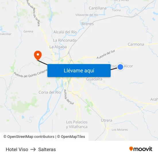 Hotel Viso to Salteras map