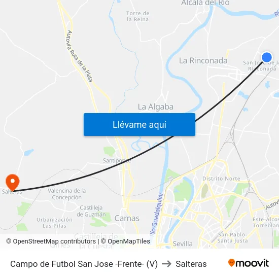 Campo de Futbol San Jose -Frente- (V) to Salteras map