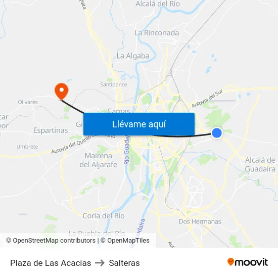 Plaza de Las Acacias to Salteras map