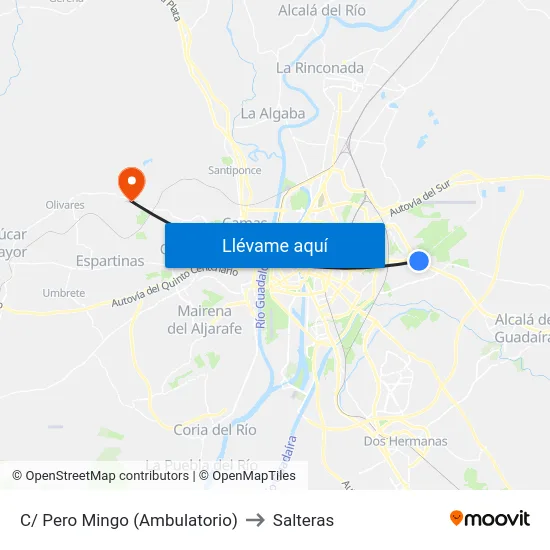 C/ Pero Mingo (Ambulatorio) to Salteras map