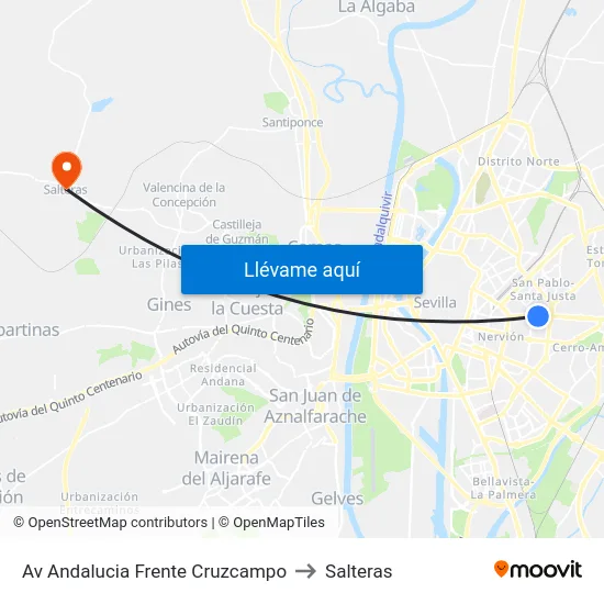 Av Andalucia Frente Cruzcampo to Salteras map