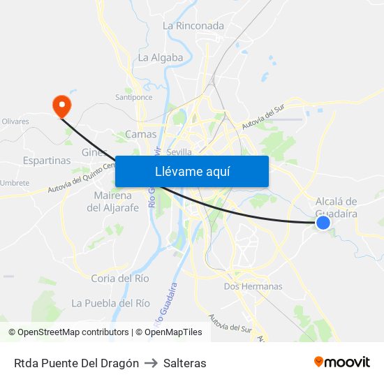 Rtda Puente Del Dragón to Salteras map